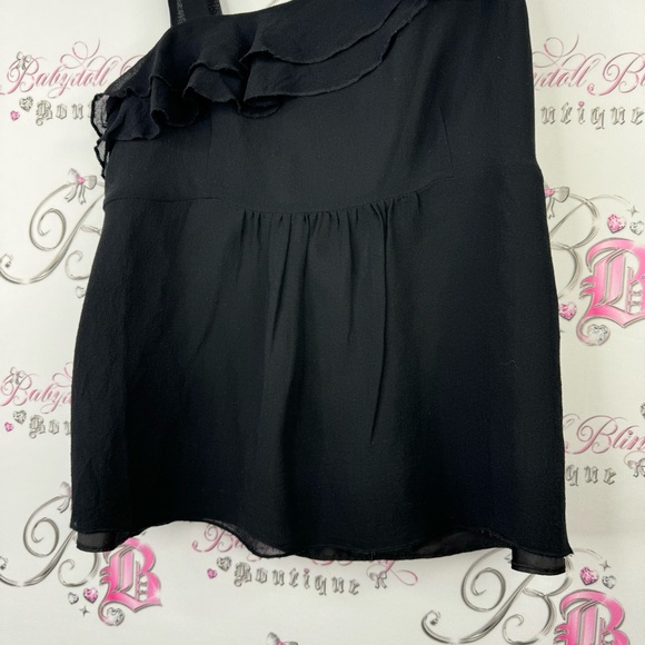 Armani exchange one shoulder top tank black ruffle frilly frills luxury luxe - Picture 4 of 8